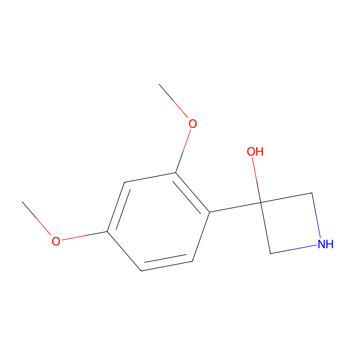 3-(2,4-Dimethoxyphenyl)azetidin-3-ol molecular structure, CAS 1388031-43-3