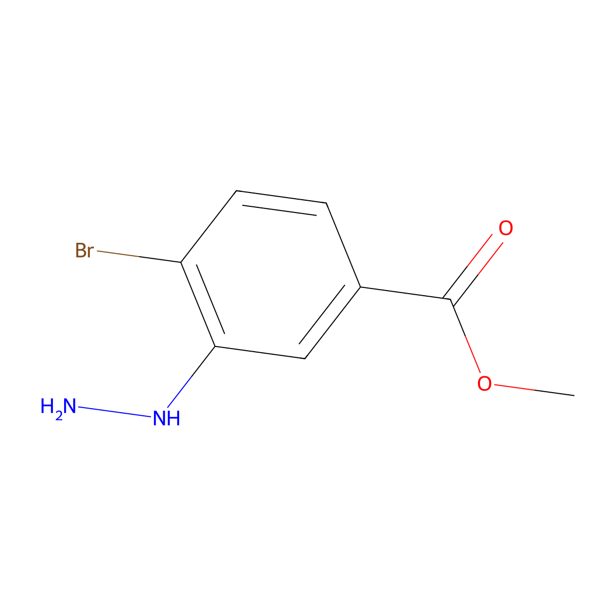 Methyl 4-bromo-3-hydrazinylbenzoate molecular structure, CAS 1388031-91-1