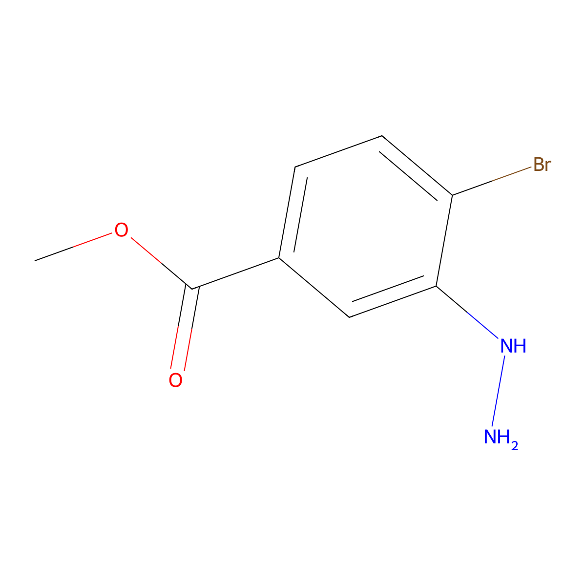 Methyl 4-bromo-3-hydrazinylbenzoate molecular structure, CAS 1388031-91-1