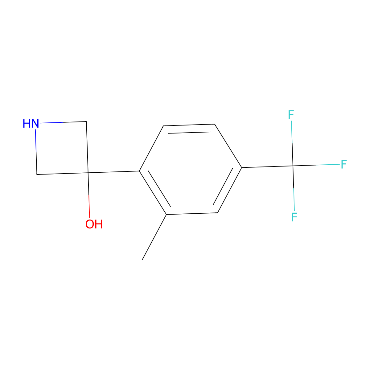 3-[2-Methyl-4-(trifluoromethyl)phenyl]azetidin-3-ol molecular structure, CAS 1388032-52-7