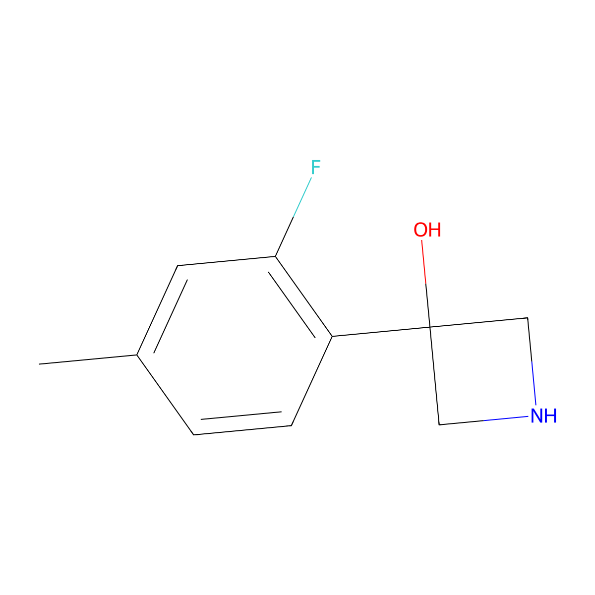 3-(2-Fluoro-4-methylphenyl)azetidin-3-ol molecular structure, CAS 1388032-55-0