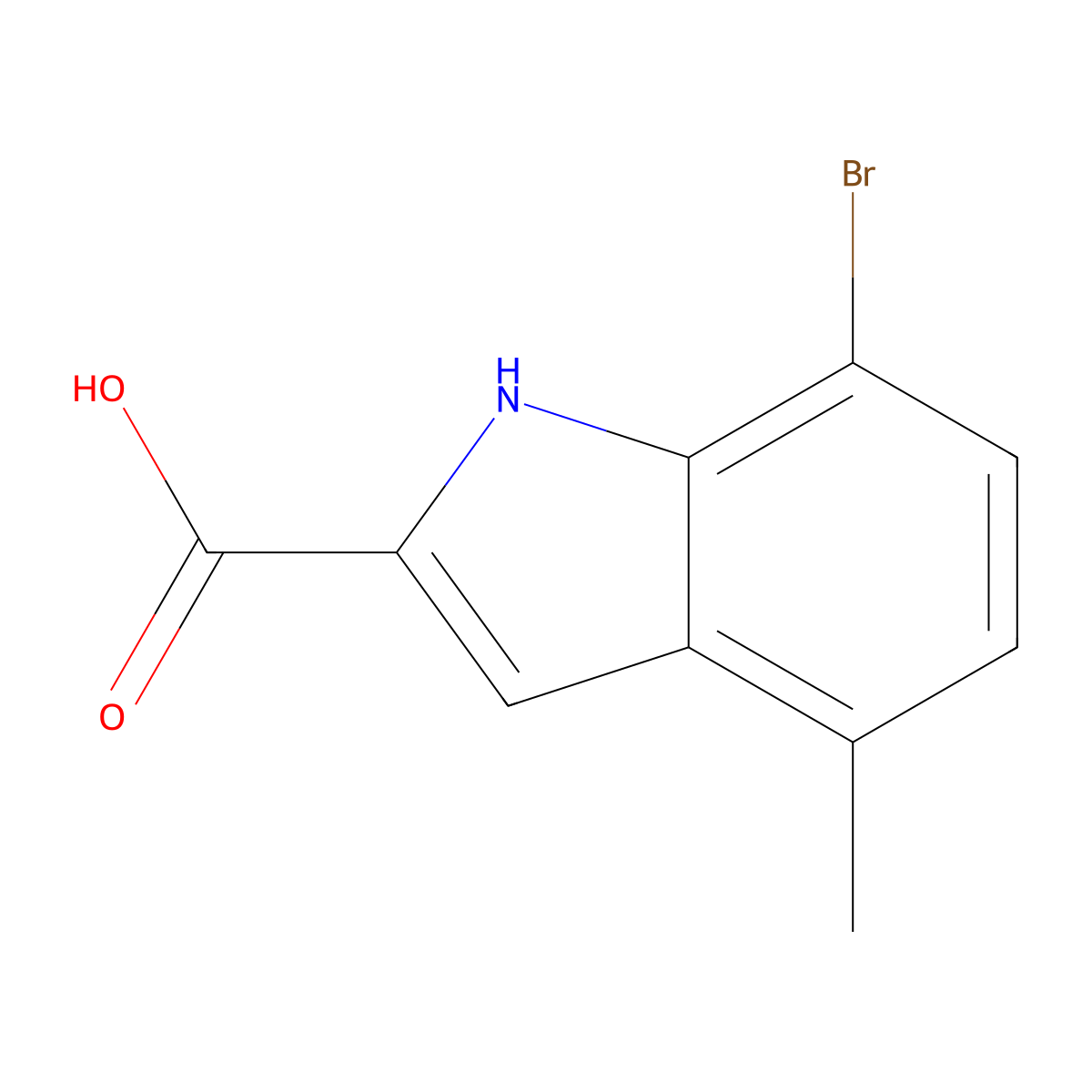 7-bromo-4-methyl-1H-indole-2-carboxylic acid molecular structure, CAS 1388032-64-1
