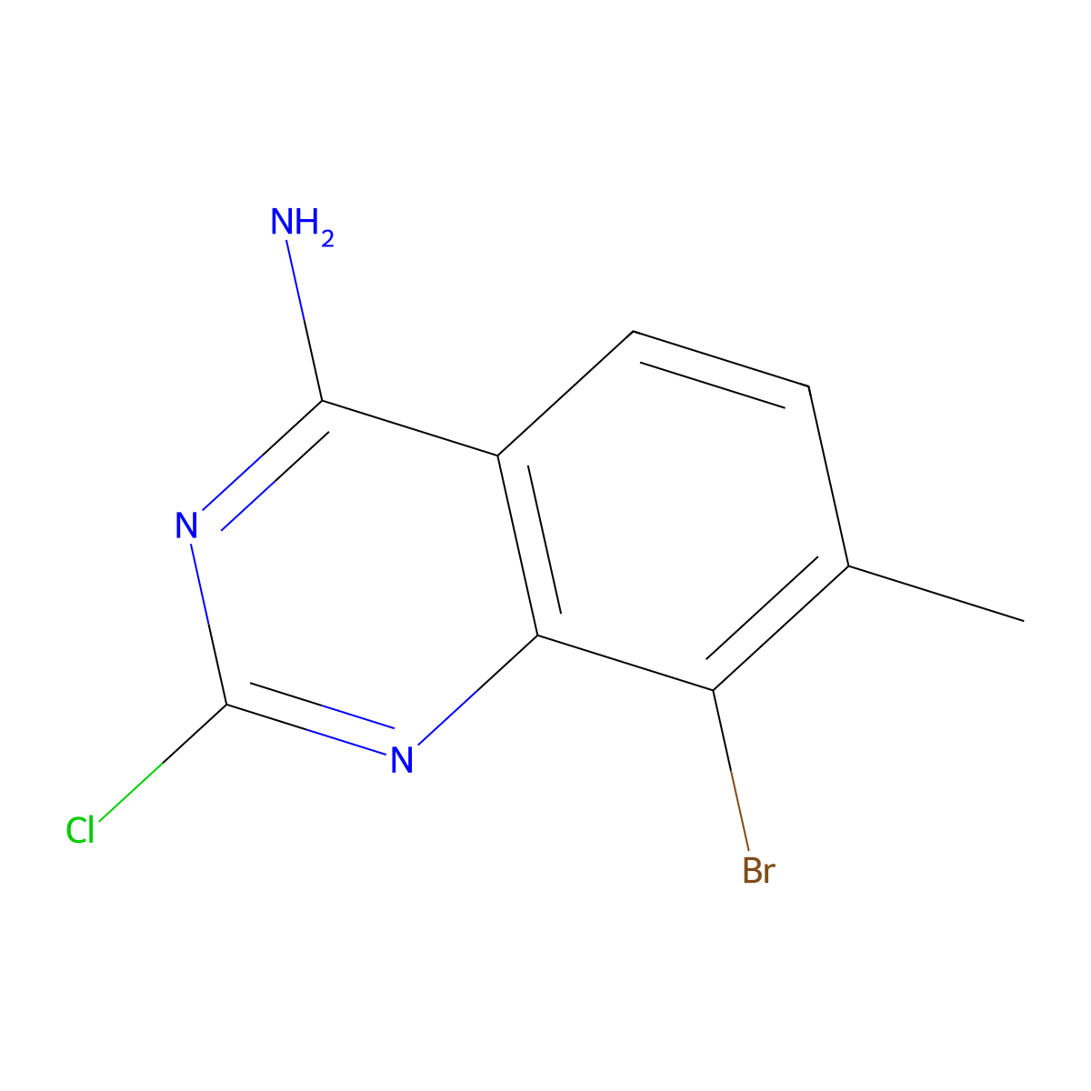 8-Bromo-2-chloro-7-methylquinazolin-4-amine molecular structure, CAS 1388033-16-6