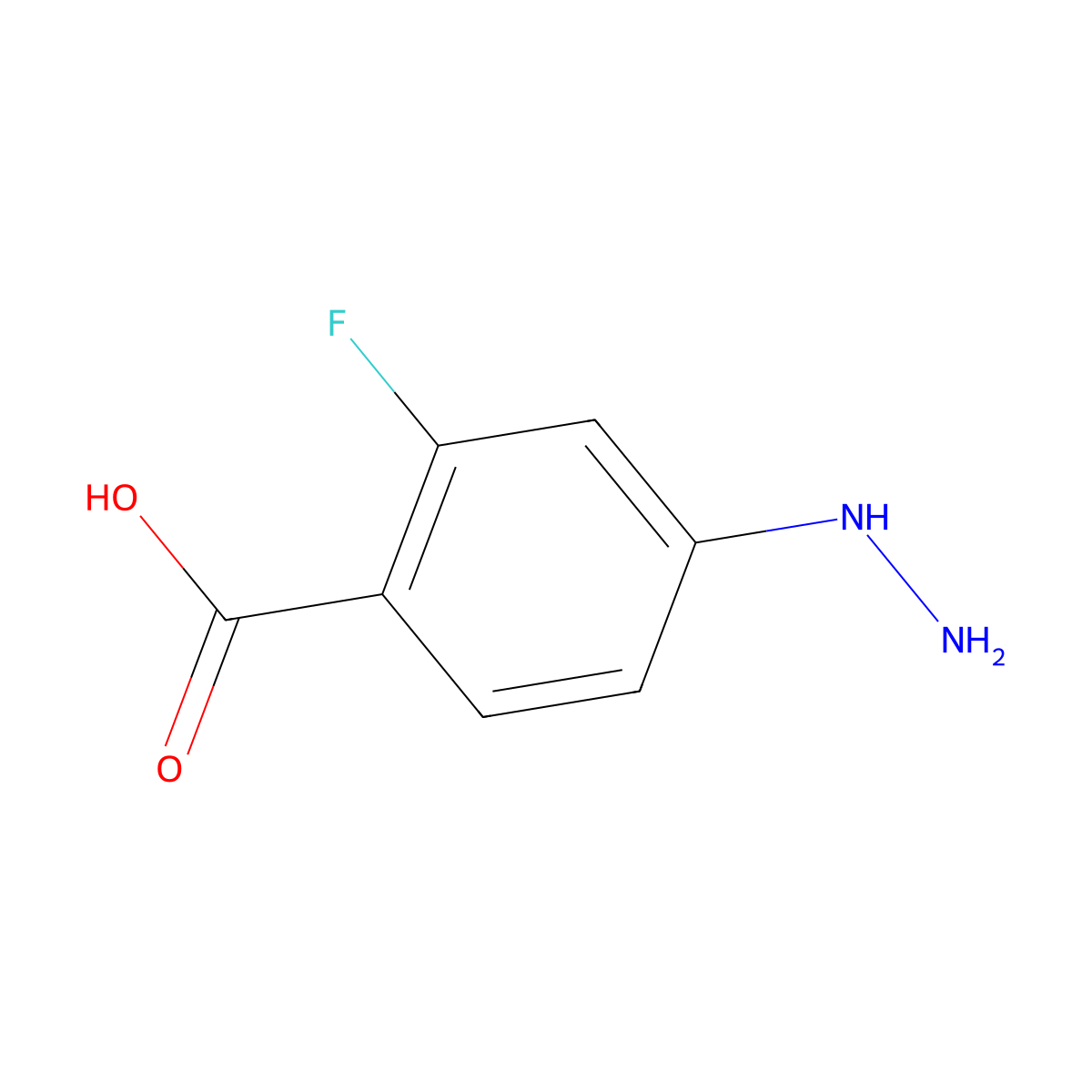 2-Fluoro-4-hydrazinylbenzoic acid molecular structure, CAS 1388033-31-5