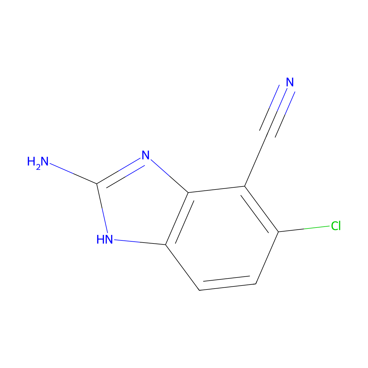 2-amino-6-chloro-1H-1,3-benzodiazole-7-carbonitrile molecular structure, CAS 1388035-44-6