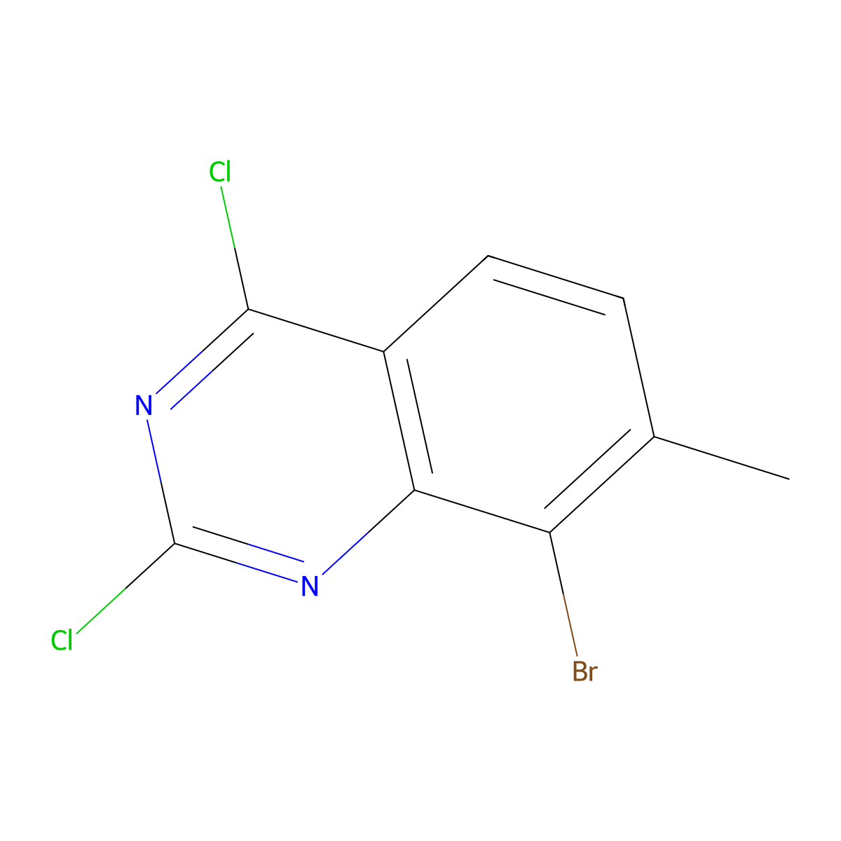 8-Bromo-2,4-dichloro-7-methylquinazoline molecular structure, CAS 1388036-59-6