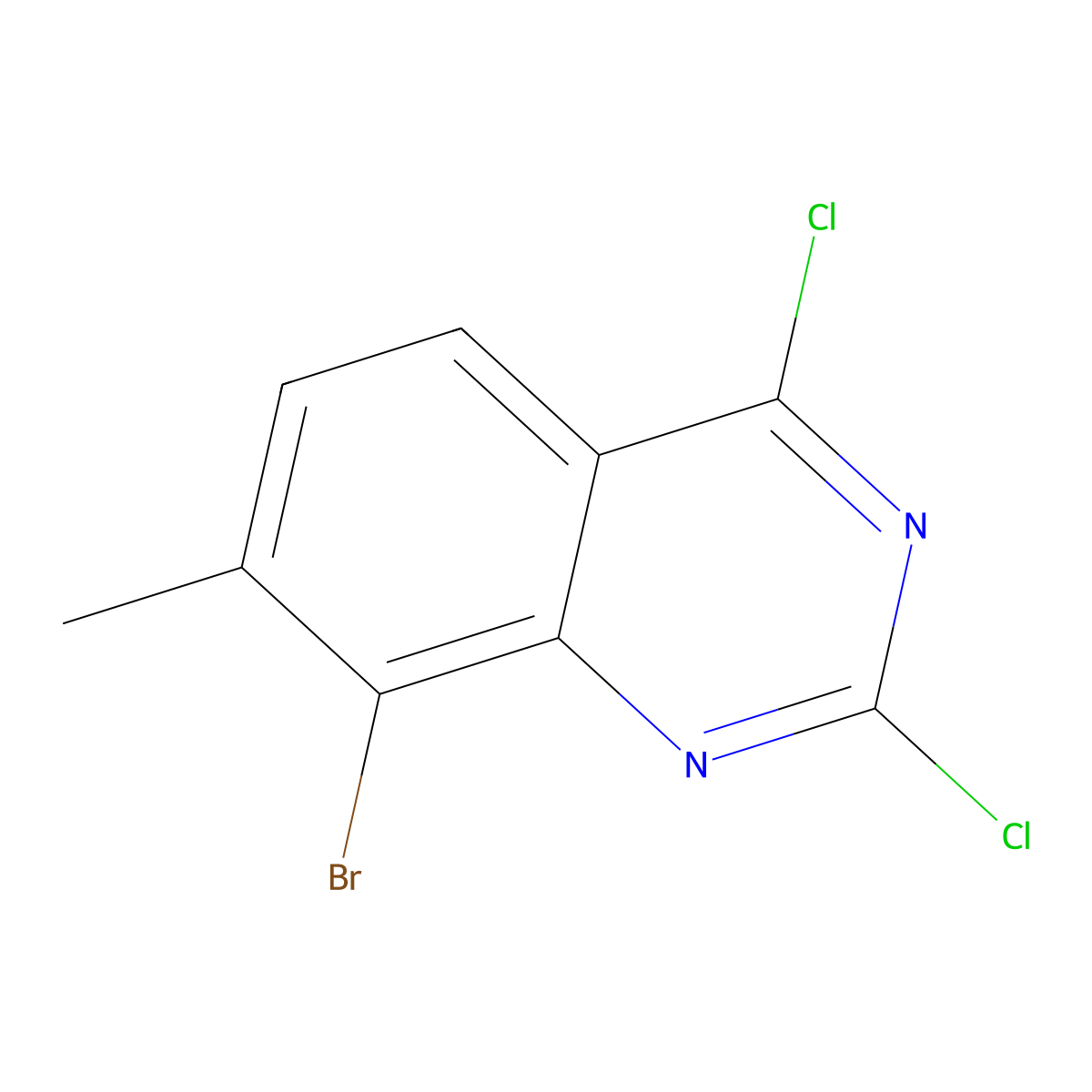 8-Bromo-2,4-dichloro-7-methylquinazoline molecular structure, CAS 1388036-59-6