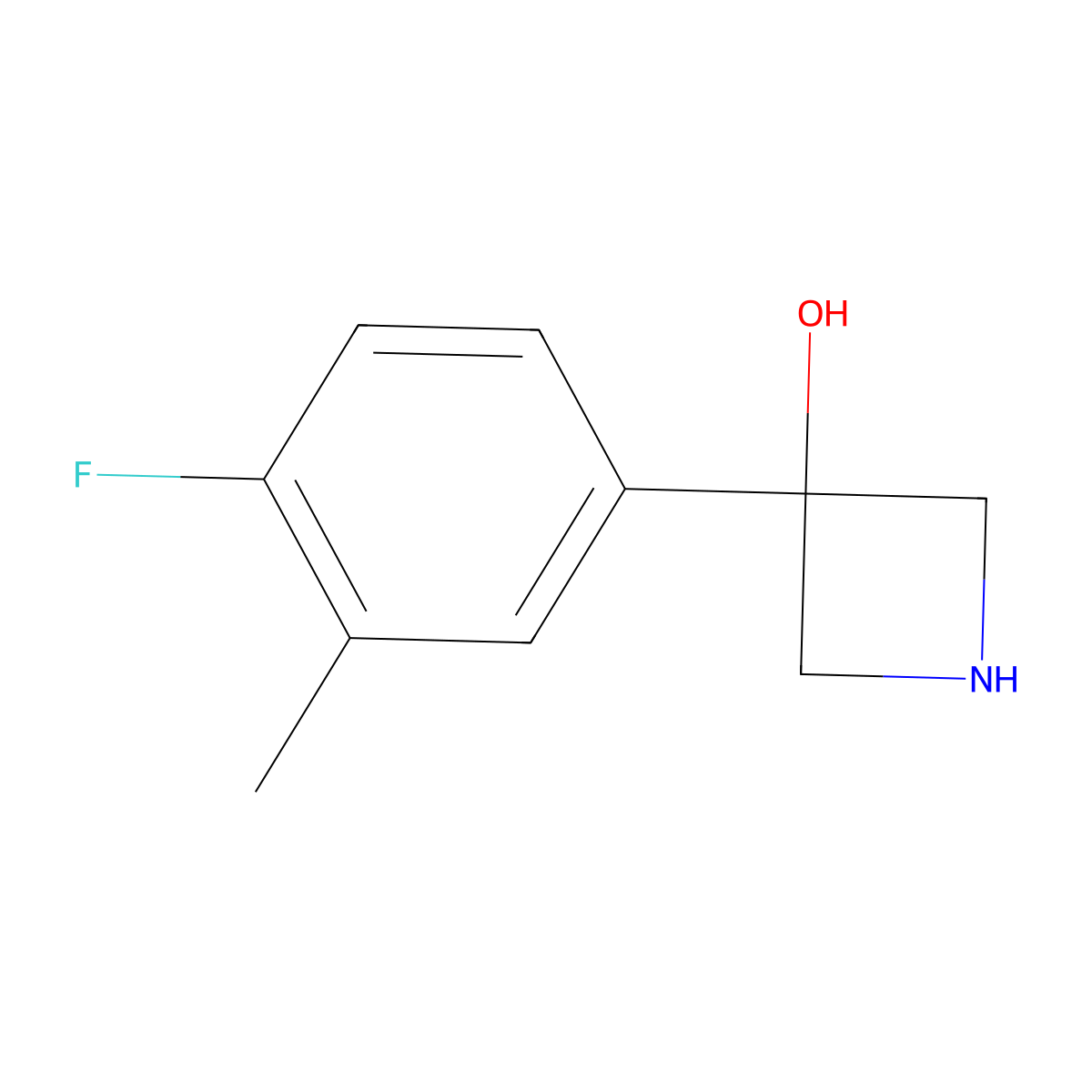 3-(4-Fluoro-3-methylphenyl)azetidin-3-ol molecular structure, CAS 1388037-01-1