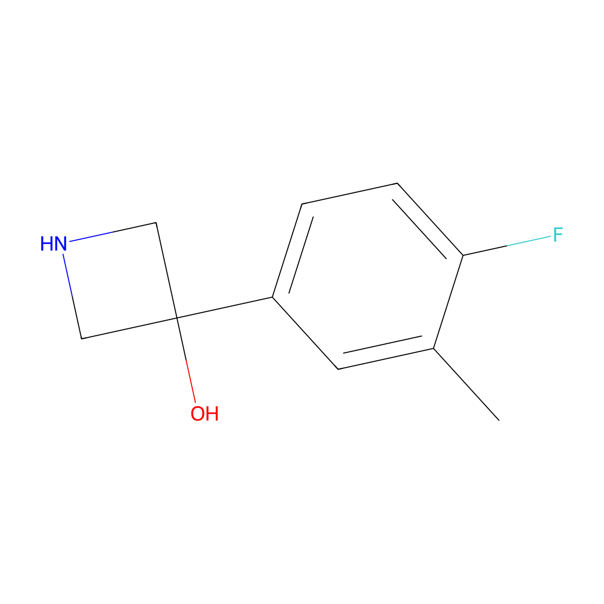 3-(4-Fluoro-3-methylphenyl)azetidin-3-ol molecular structure, CAS 1388037-01-1