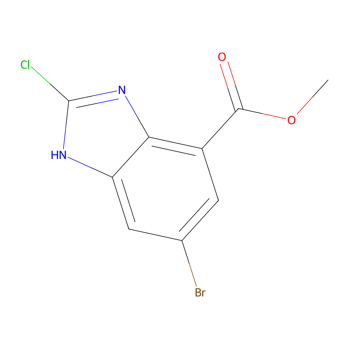 methyl 5-bromo-2-chloro-1H-1,3-benzodiazole-7-carboxylate molecular structure, CAS 1388037-02-2
