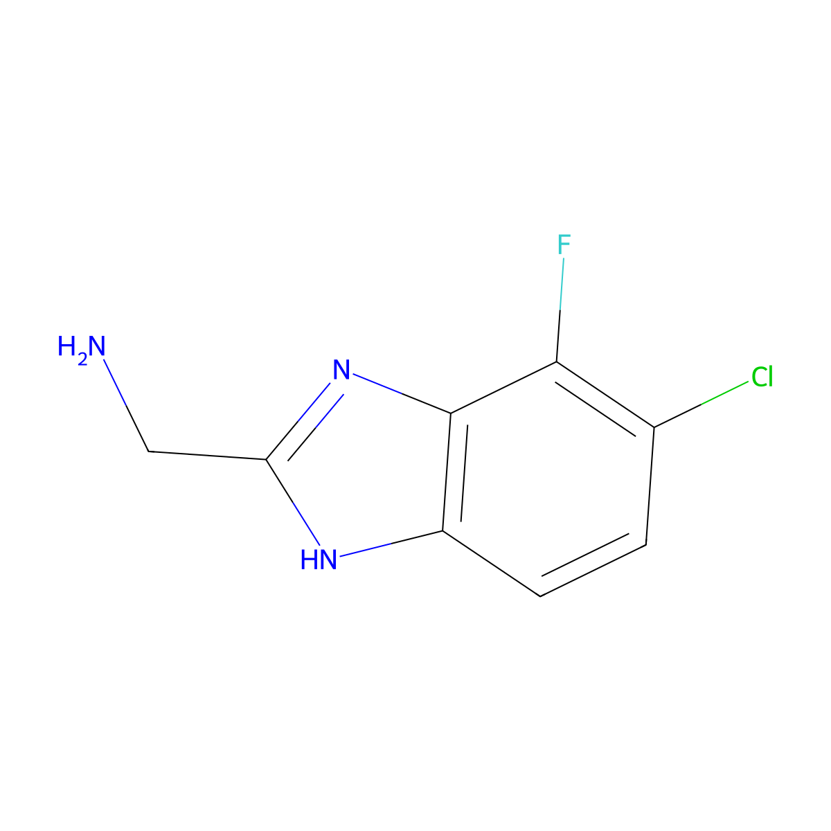 1-(5-chloro-4-fluoro-1H-1,3-benzodiazol-2-yl)methanamine molecular structure, CAS 1388037-59-9