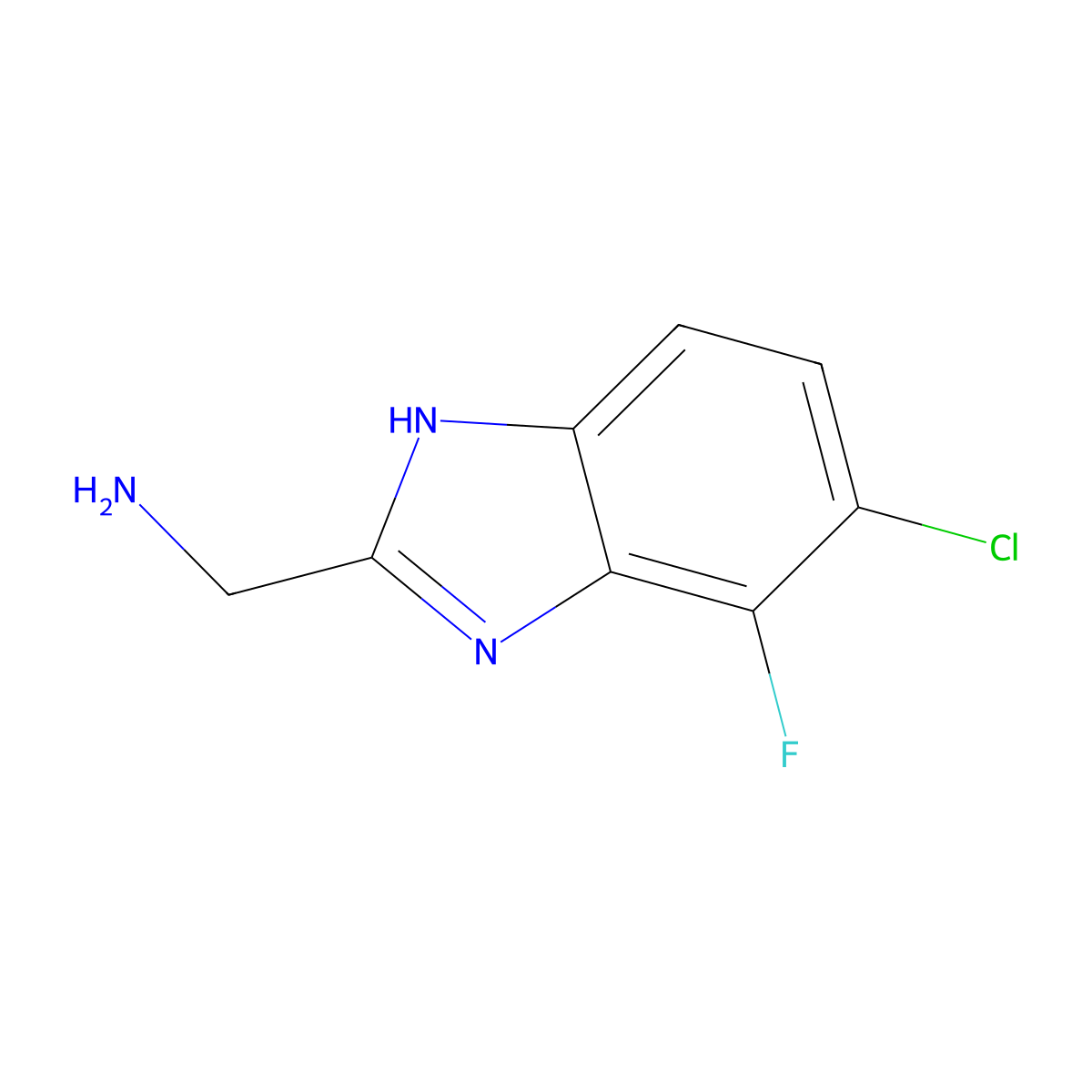 1-(5-chloro-4-fluoro-1H-1,3-benzodiazol-2-yl)methanamine molecular structure, CAS 1388037-59-9
