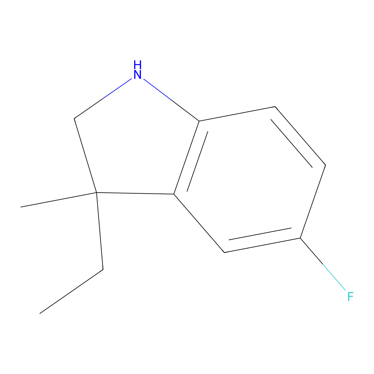 3-Ethyl-5-fluoro-3-methyl-2,3-dihydro-1H-indole molecular structure, CAS 1388038-00-3