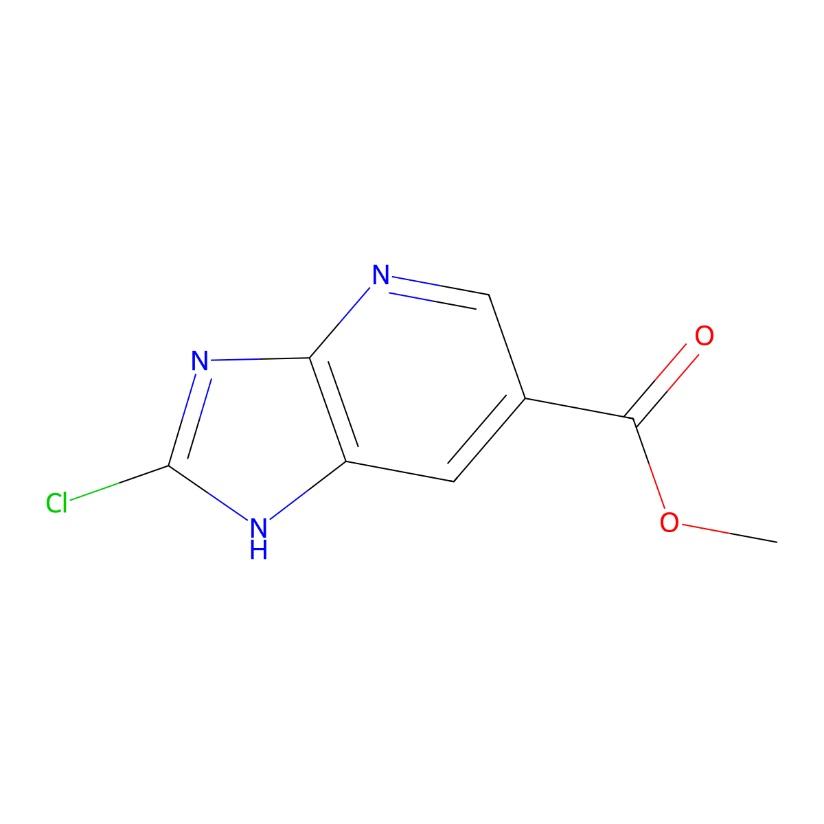 methyl 2-chloro-3H-imidazo[4,5-b]pyridine-6-carboxylate molecular structure, CAS 1388042-15-6