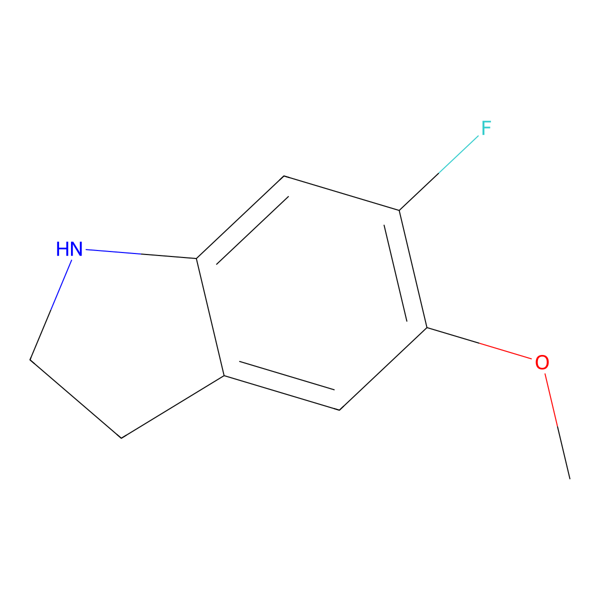 6-fluoro-5-methoxy-2,3-dihydro-1H-indole molecular structure, CAS 1388042-36-1
