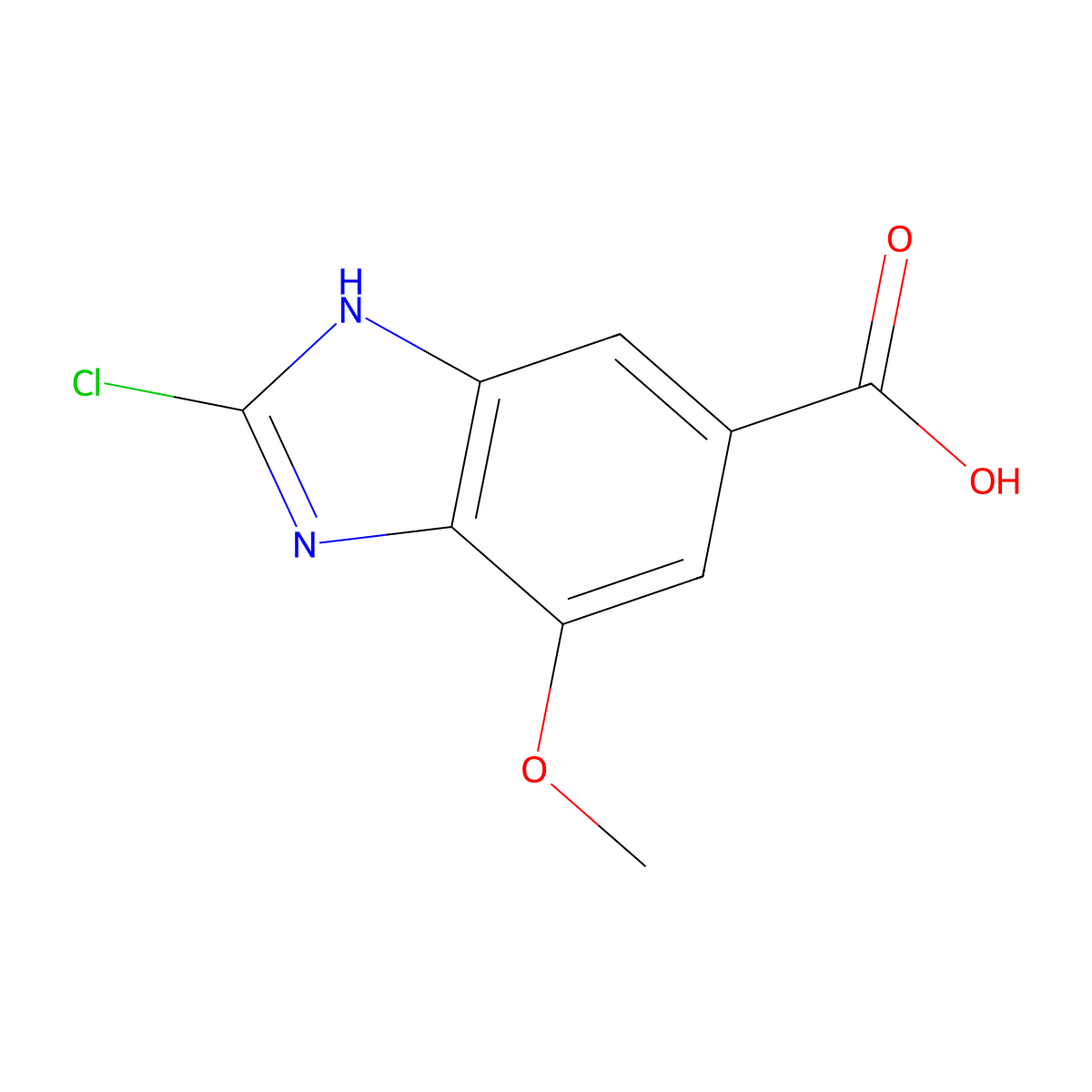 2-Chloro-7-methoxy-1H-benzo[d]imidazole-5-carboxylic acid molecular structure, CAS 1388042-89-4