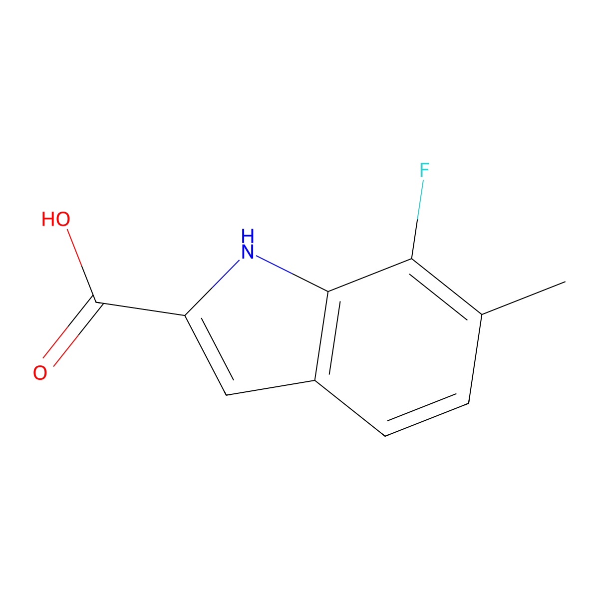 7-fluoro-6-methyl-1H-indole-2-carboxylic acid molecular structure, CAS 1388043-82-0