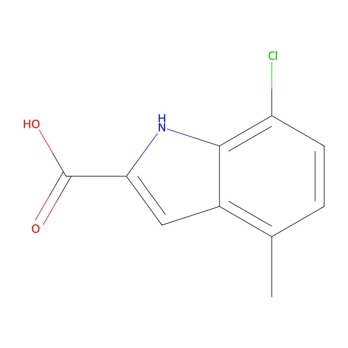 7-Chloro-4-methyl-1H-indole-2-carboxylic acid molecular structure, CAS 1388043-92-2