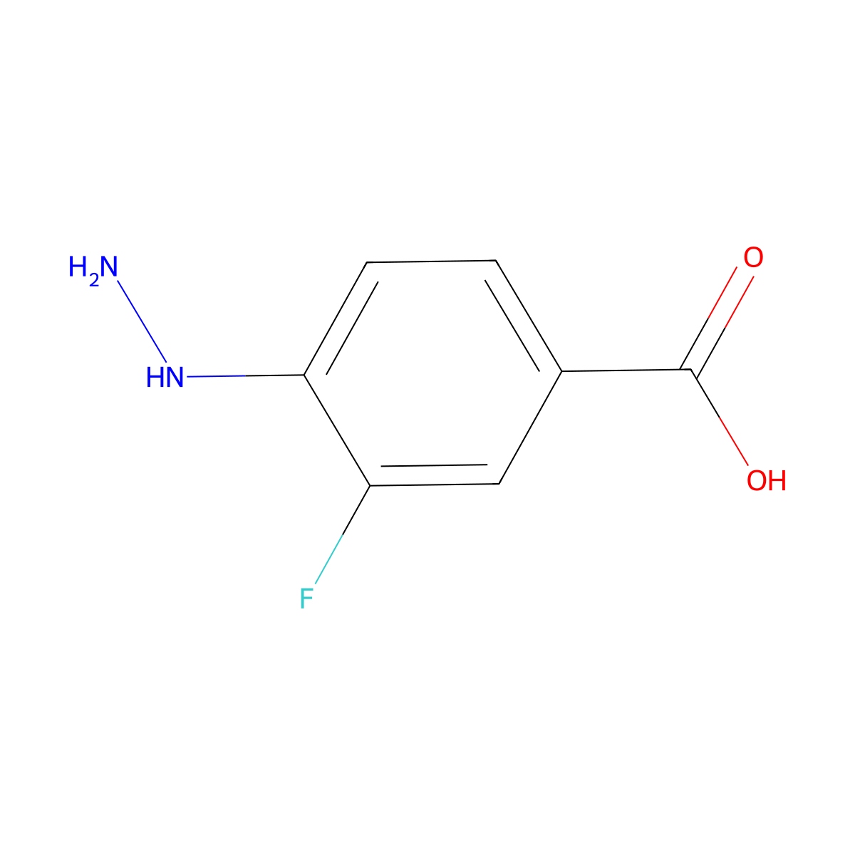 3-Fluoro-4-hydrazinylbenzoic acid molecular structure, CAS 1388045-38-2