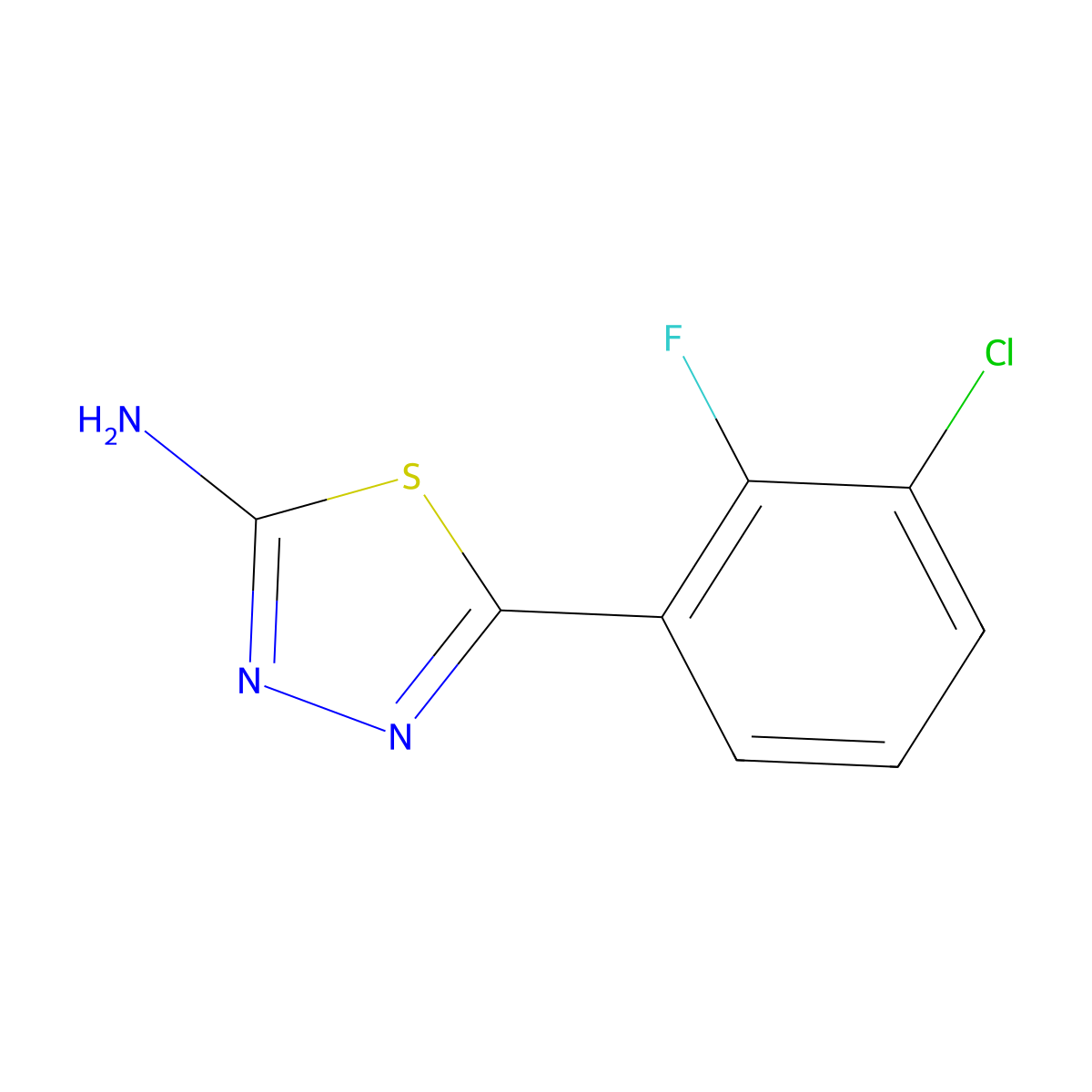 5-(3-Chloro-2-fluorophenyl)-1,3,4-thiadiazol-2-amine molecular structure, CAS 1388045-41-7