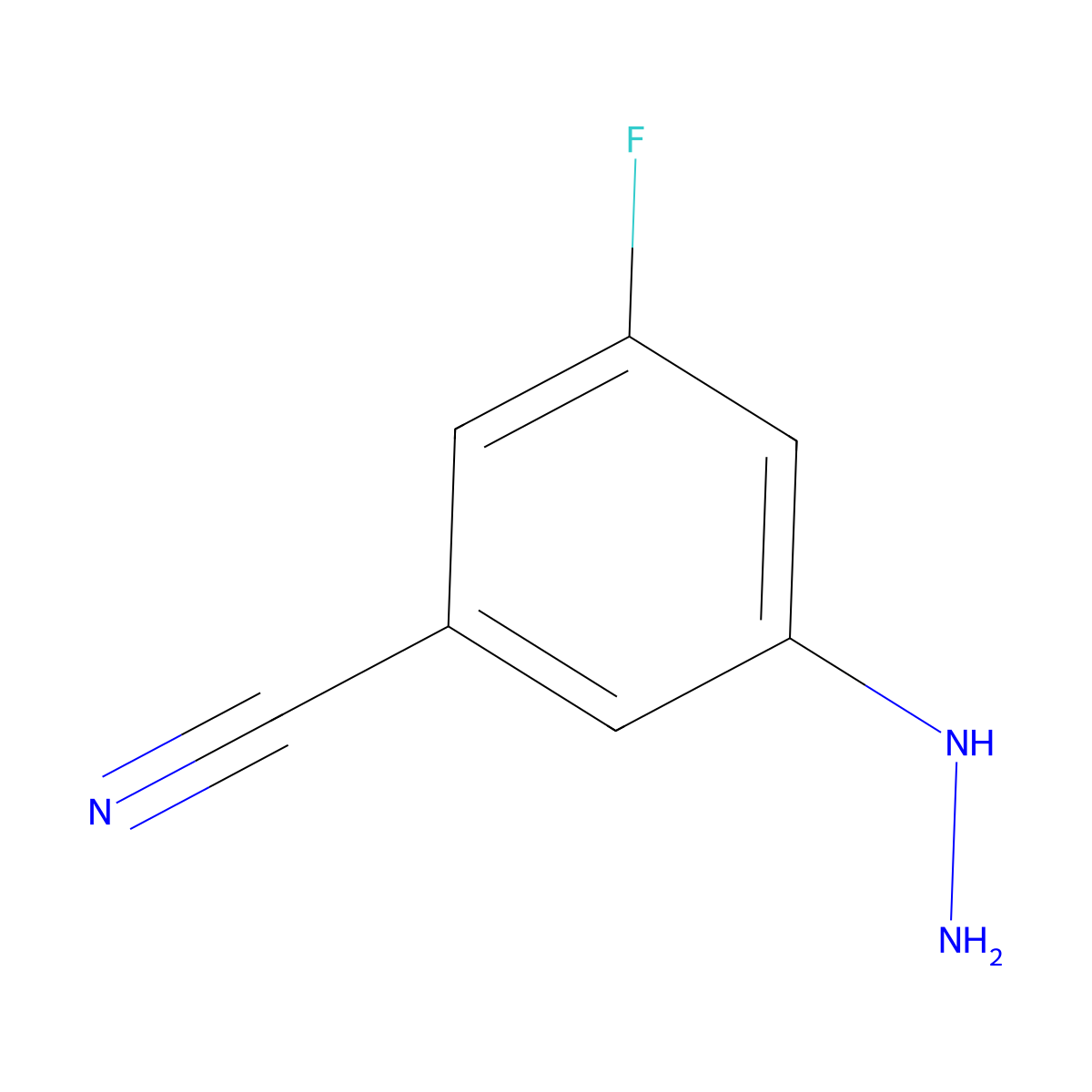 3-Fluoro-5-hydrazinylbenzonitrile molecular structure, CAS 1388047-31-1
