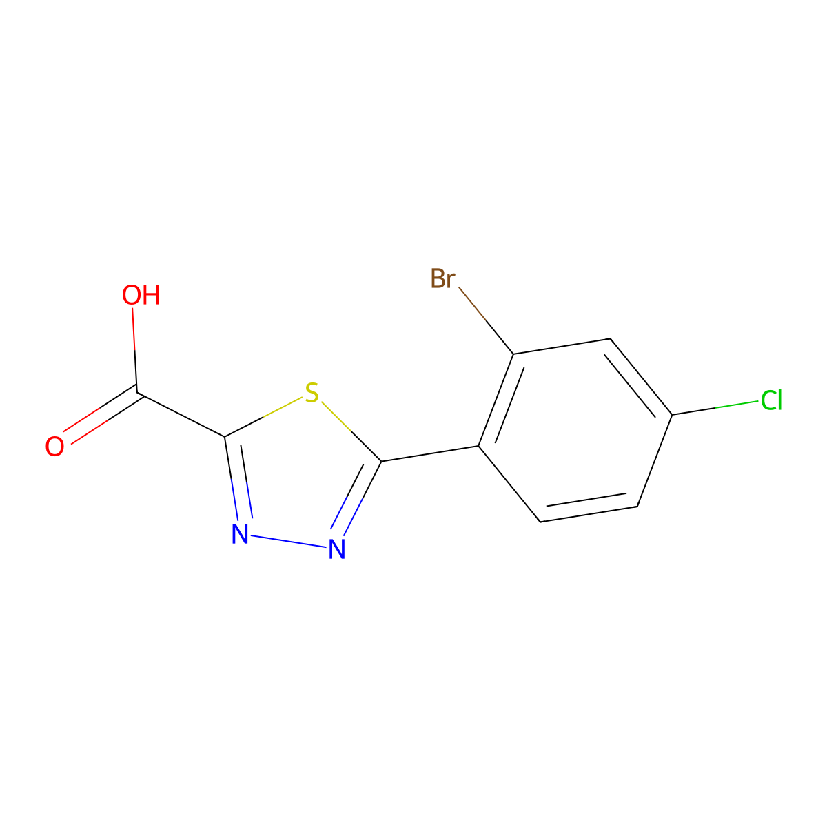 5-(2-Bromo-4-chlorophenyl)-1,3,4-thiadiazole-2-carboxylic acid molecular structure, CAS 1388048-10-9