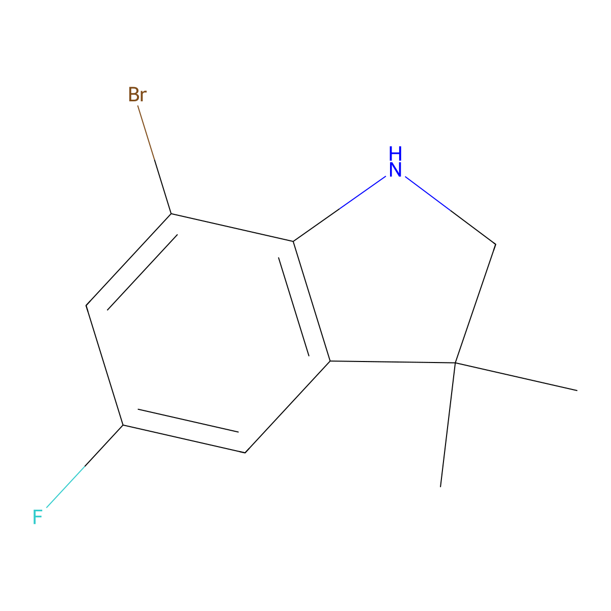7-bromo-5-fluoro-3,3-dimethyl-2,3-dihydro-1H-indole molecular structure, CAS 1388049-03-3