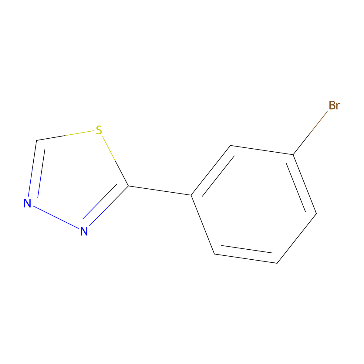 2-(3-Bromophenyl)-1,3,4-thiadiazole molecular structure, CAS 1388049-39-5