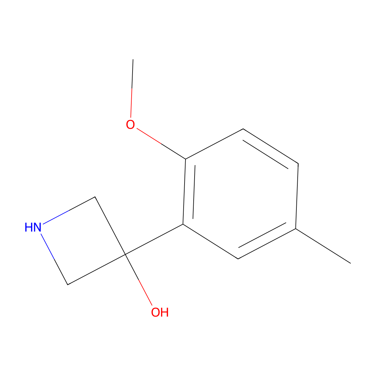 3-(2-Methoxy-5-methylphenyl)azetidin-3-ol molecular structure, CAS 1388052-21-8