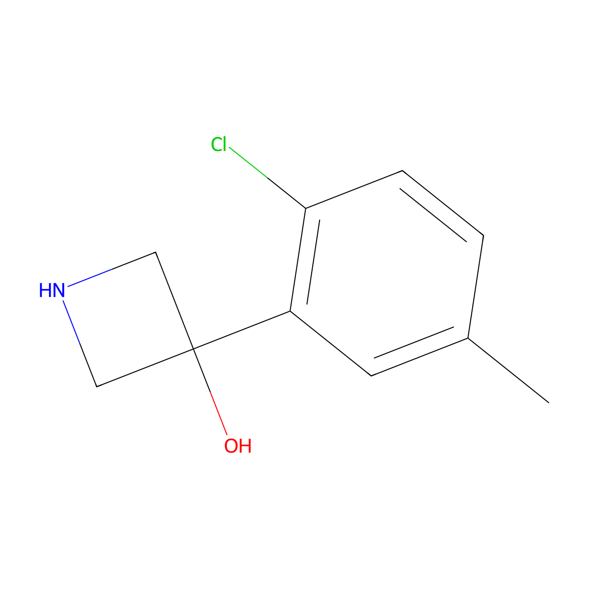 3-(2-Chloro-5-methylphenyl)azetidin-3-ol molecular structure, CAS 1388052-37-6