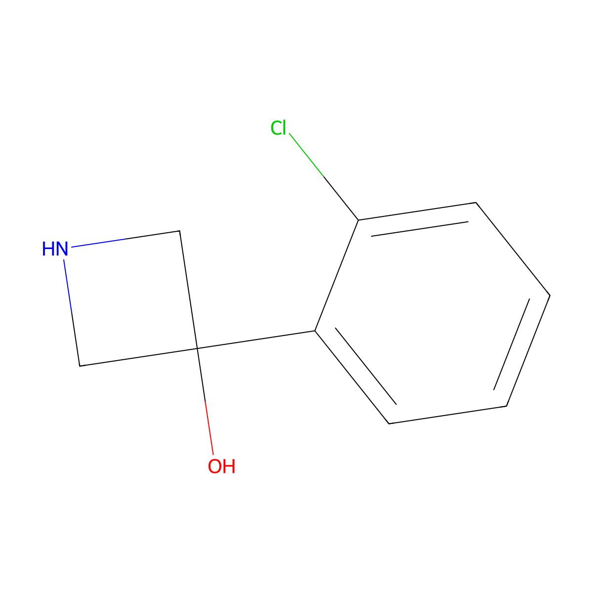 3-(2-Chlorophenyl)azetidin-3-ol molecular structure, CAS 1388054-78-1