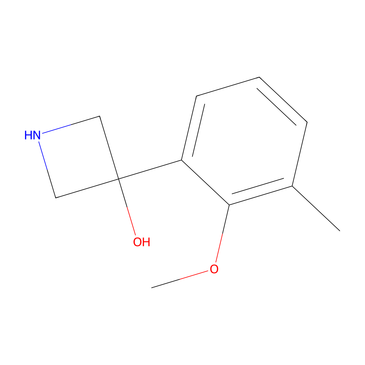3-(2-Methoxy-3-methylphenyl)azetidin-3-ol molecular structure, CAS 1388054-79-2