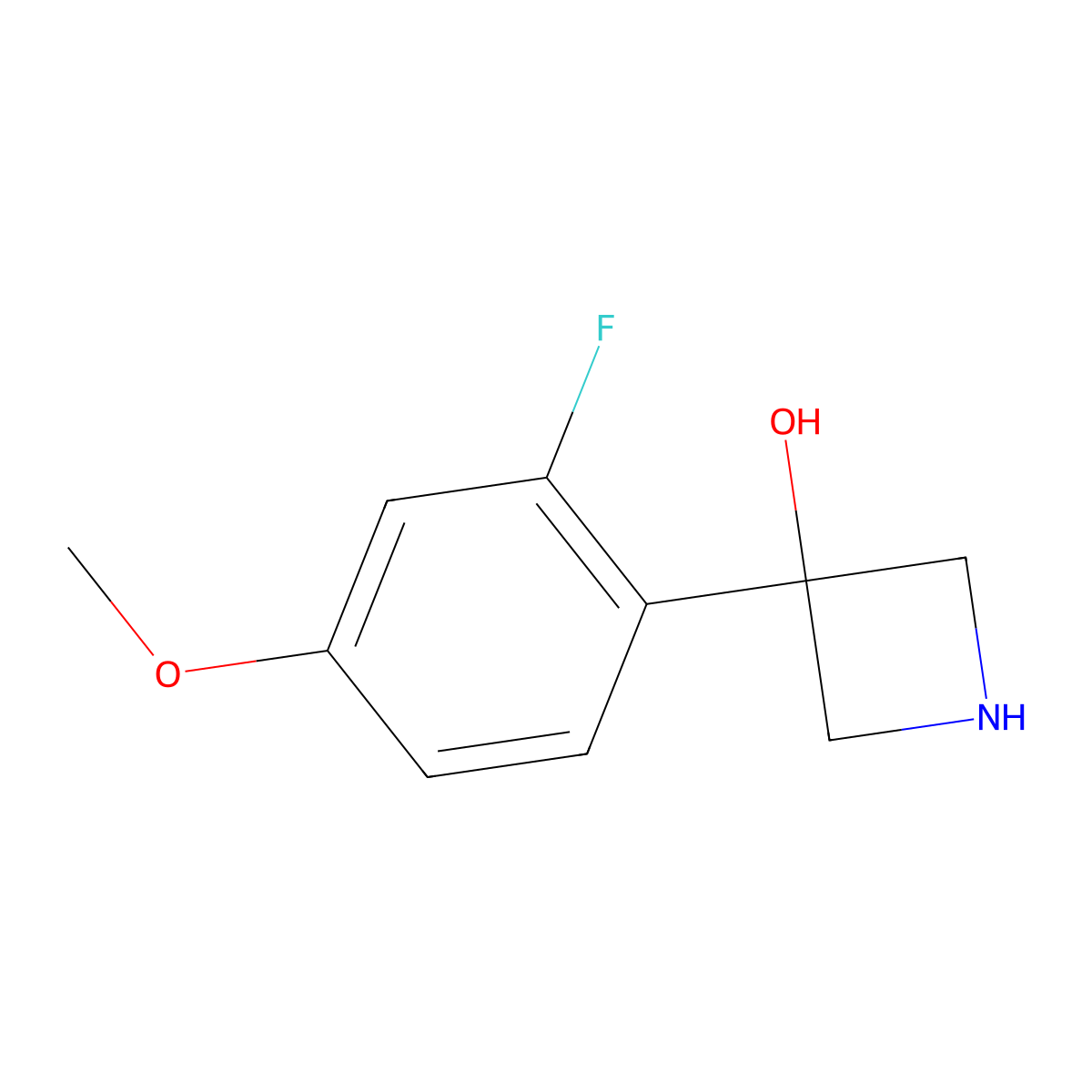 3-(2-Fluoro-4-methoxyphenyl)azetidin-3-ol molecular structure, CAS 1388054-87-2