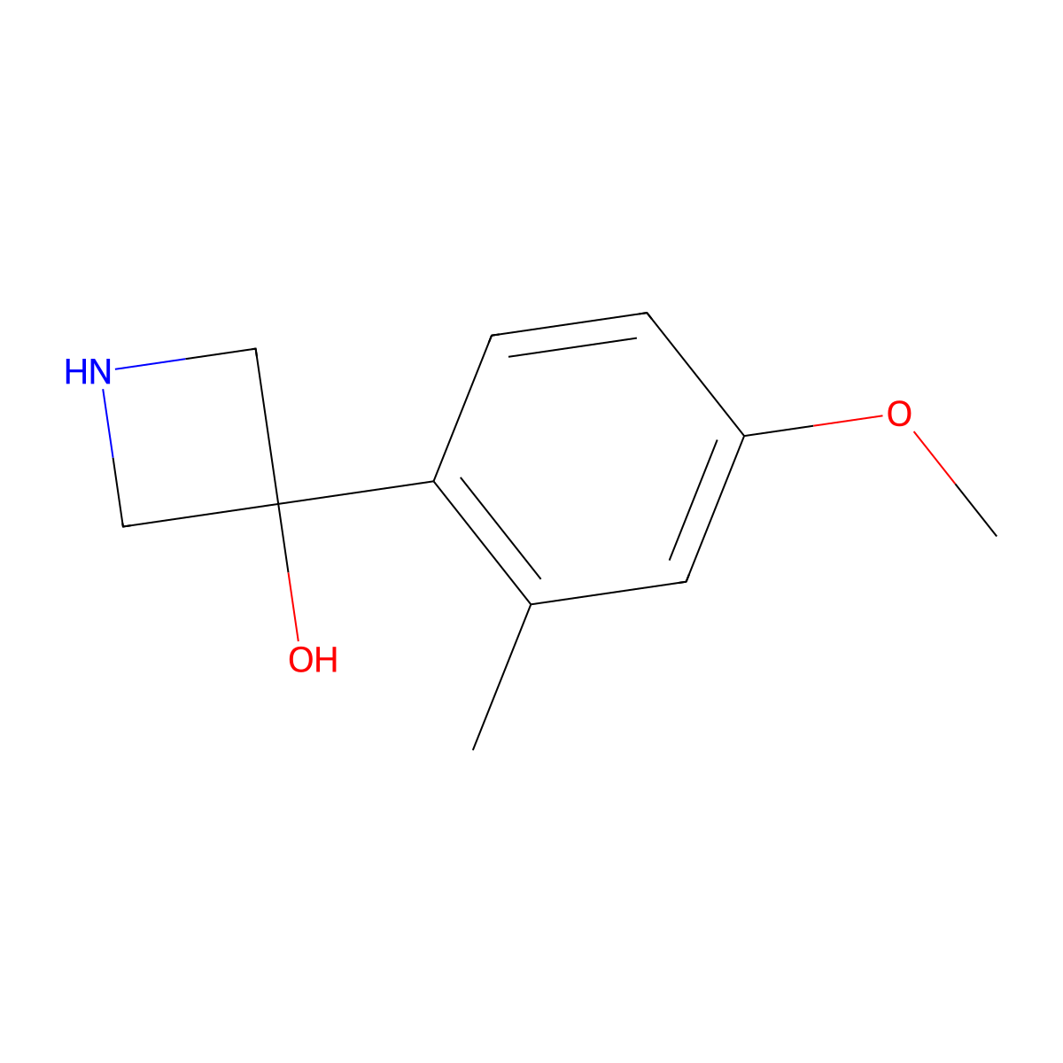 3-(4-Methoxy-2-methylphenyl)azetidin-3-ol molecular structure, CAS 1388054-92-9