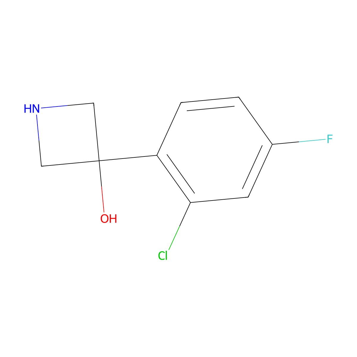 3-(2-Chloro-4-fluorophenyl)azetidin-3-ol molecular structure, CAS 1388054-96-3