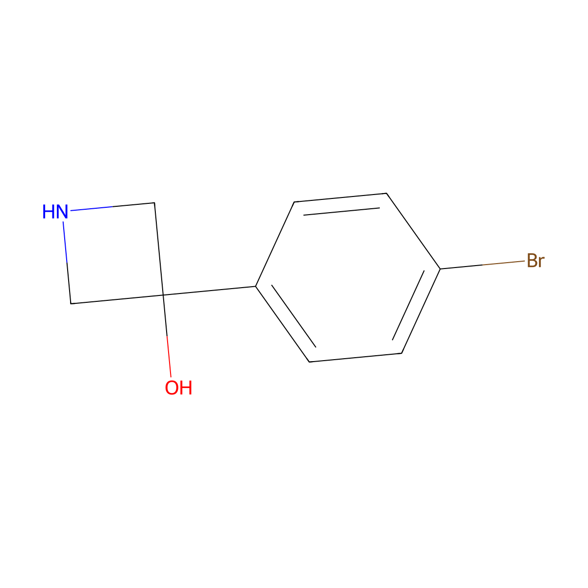 3-(4-Bromophenyl)azetidin-3-ol molecular structure, CAS 1388055-08-0
