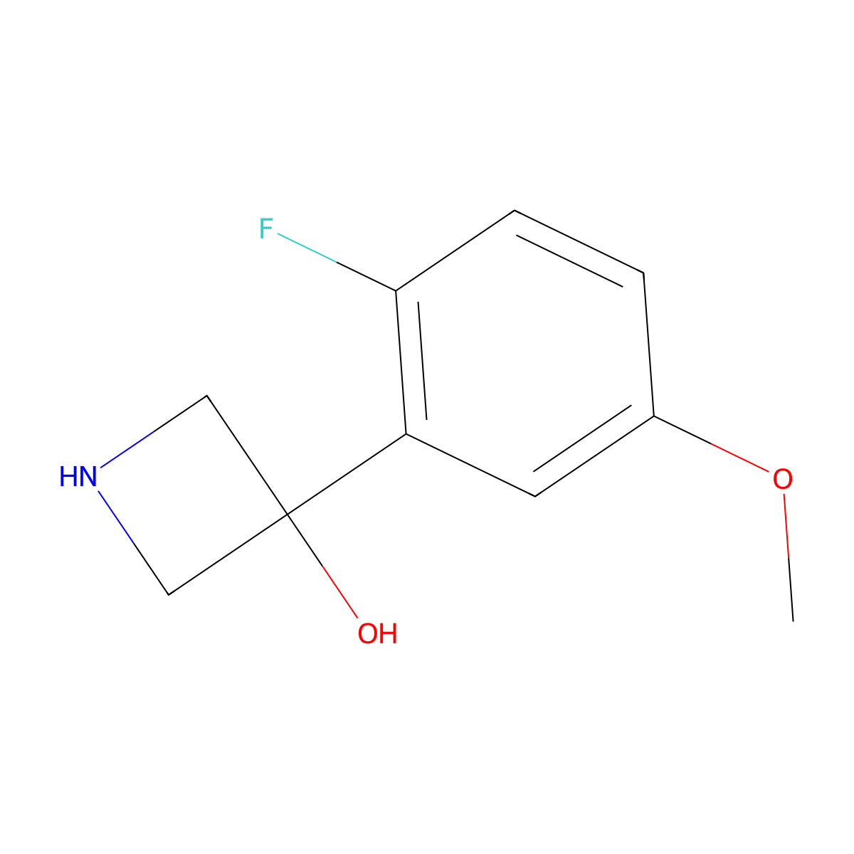 3-(2-Fluoro-5-methoxyphenyl)azetidin-3-ol molecular structure, CAS 1388055-12-6