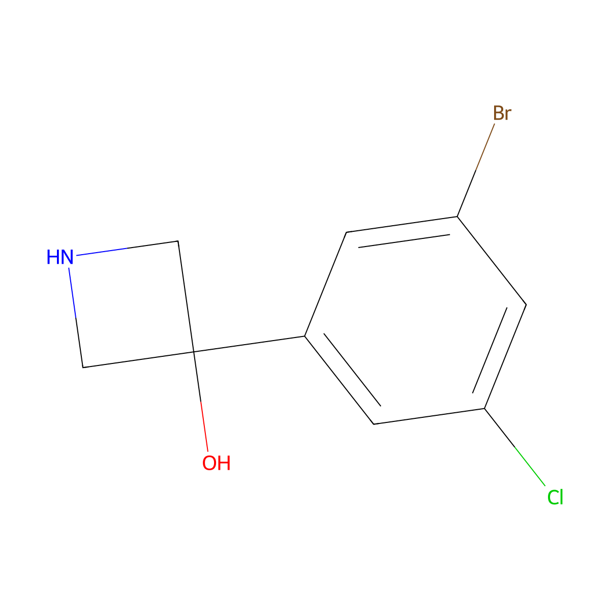 3-(3-Bromo-5-chlorophenyl)azetidin-3-ol molecular structure, CAS 1388055-43-3