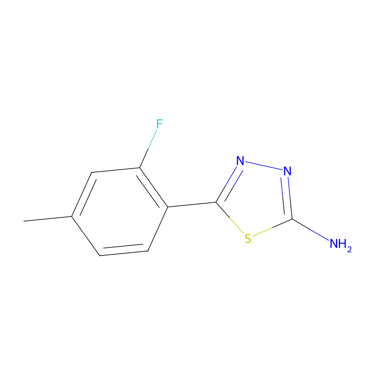 5-(2-Fluoro-4-methylphenyl)-1,3,4-thiadiazol-2-amine molecular structure, CAS 1388055-55-7