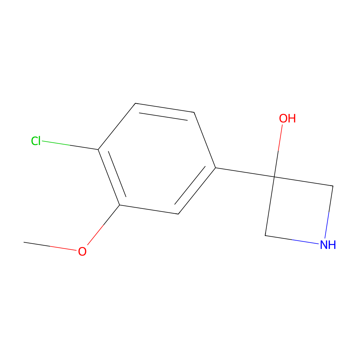 3-(4-Chloro-3-methoxyphenyl)azetidin-3-ol molecular structure, CAS 1388055-66-0