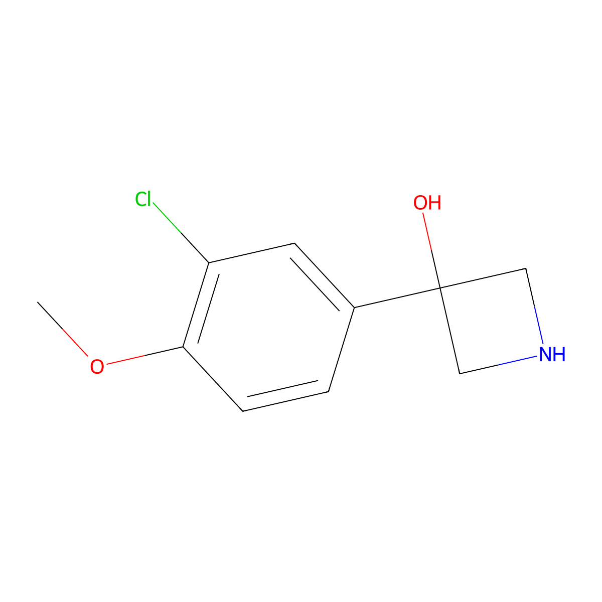 3-(3-Chloro-4-methoxyphenyl)azetidin-3-ol molecular structure, CAS 1388055-80-8
