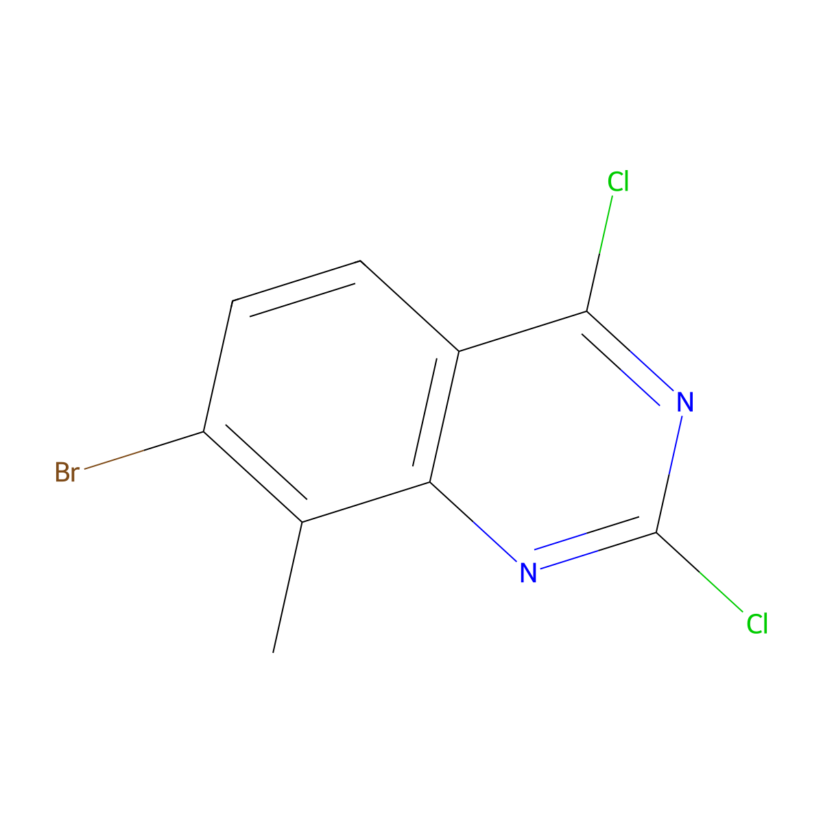 7-Bromo-2,4-dichloro-8-methylquinazoline molecular structure, CAS 1388056-03-8