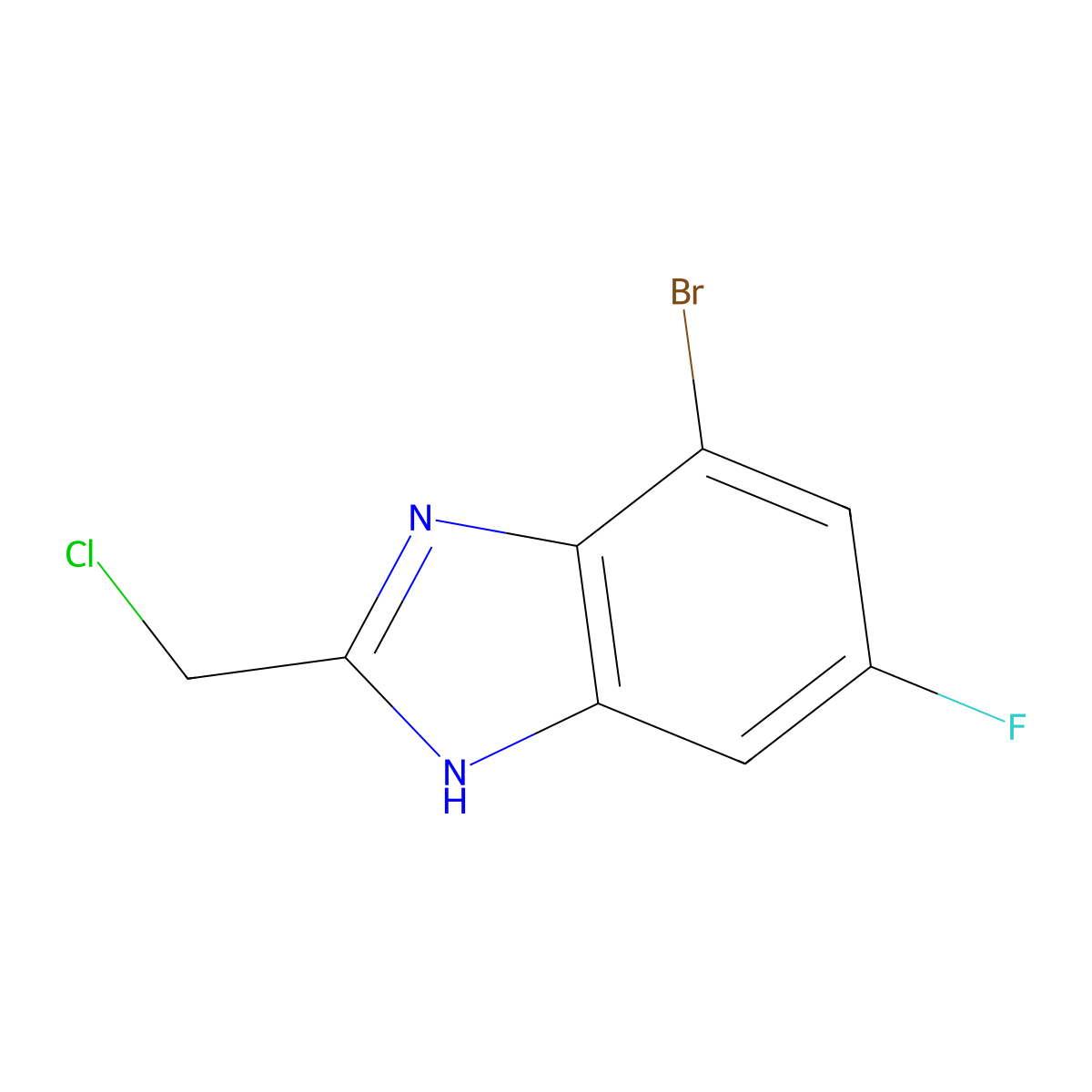 7-bromo-2-(chloromethyl)-5-fluoro-1H-1,3-benzodiazole molecular structure, CAS 1388056-78-7
