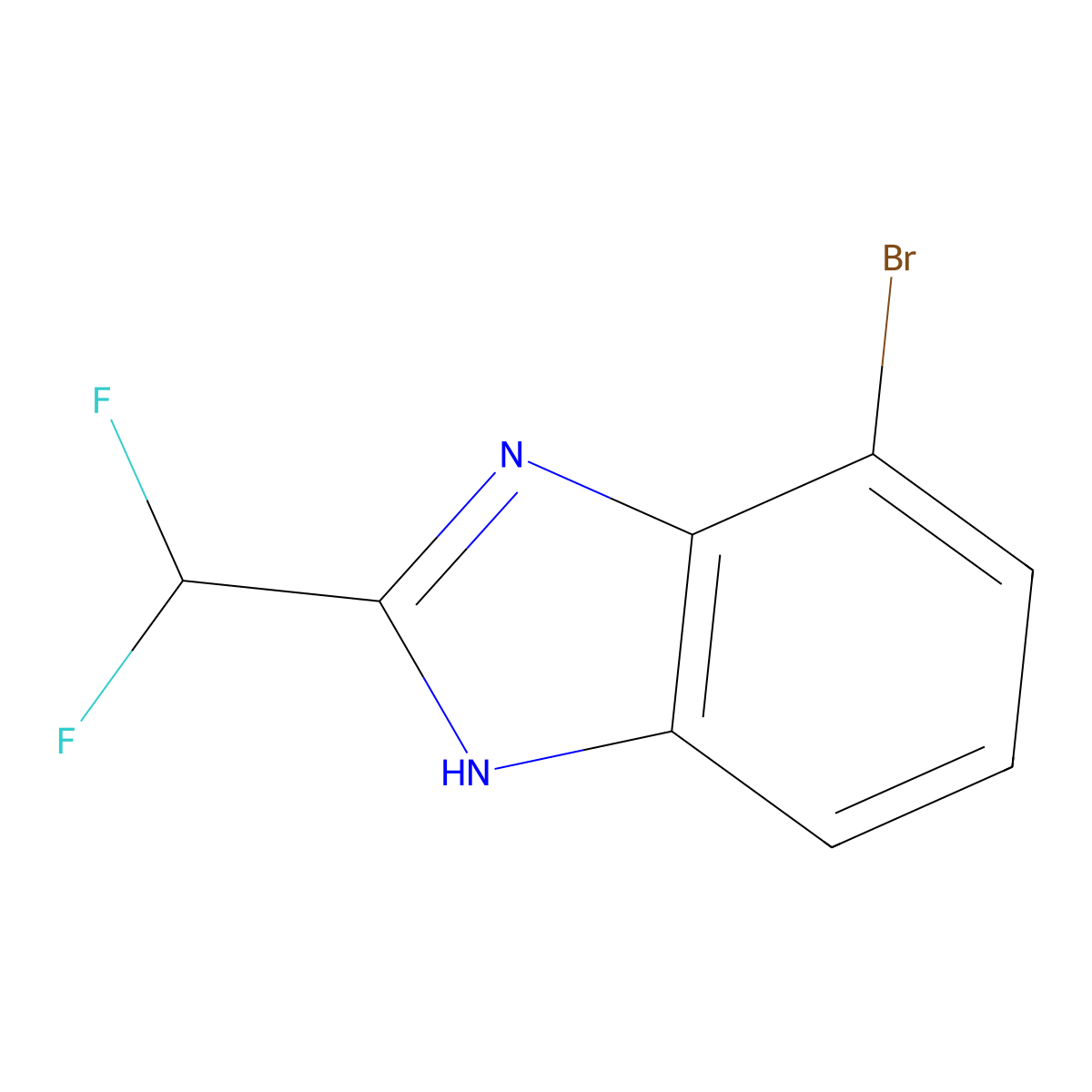 4-Bromo-2-(difluoromethyl)-1H-benzimidazole molecular structure, CAS 1388056-90-3