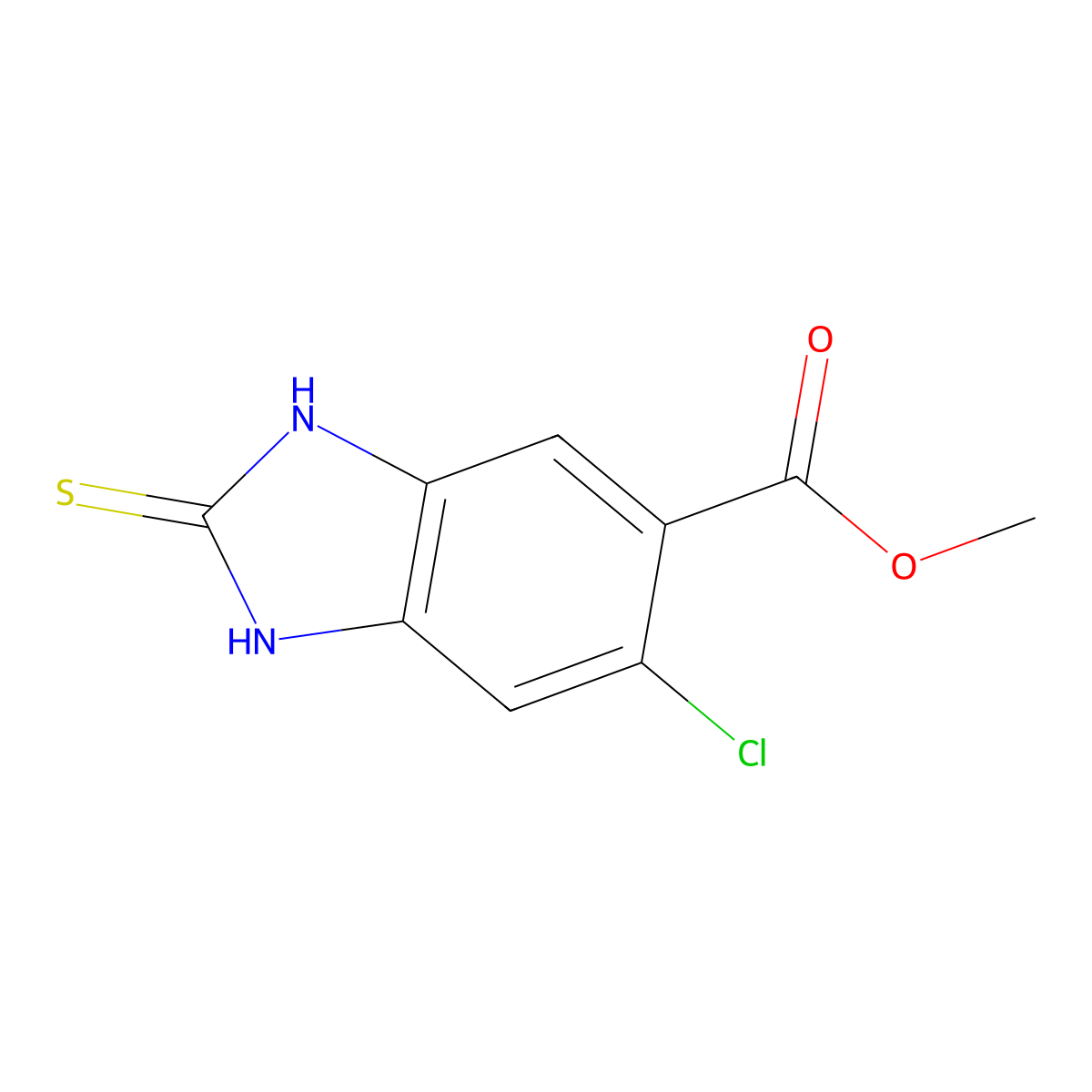 Methyl 6-chloro-2-mercapto-1H-benzo[d]imidazole-5-carboxylate molecular structure, CAS 1388059-62-8