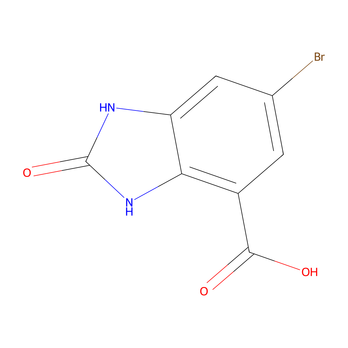 6-bromo-2-oxo-2,3-dihydro-1H-1,3-benzodiazole-4-carboxylic acid molecular structure, CAS 1388059-84-4