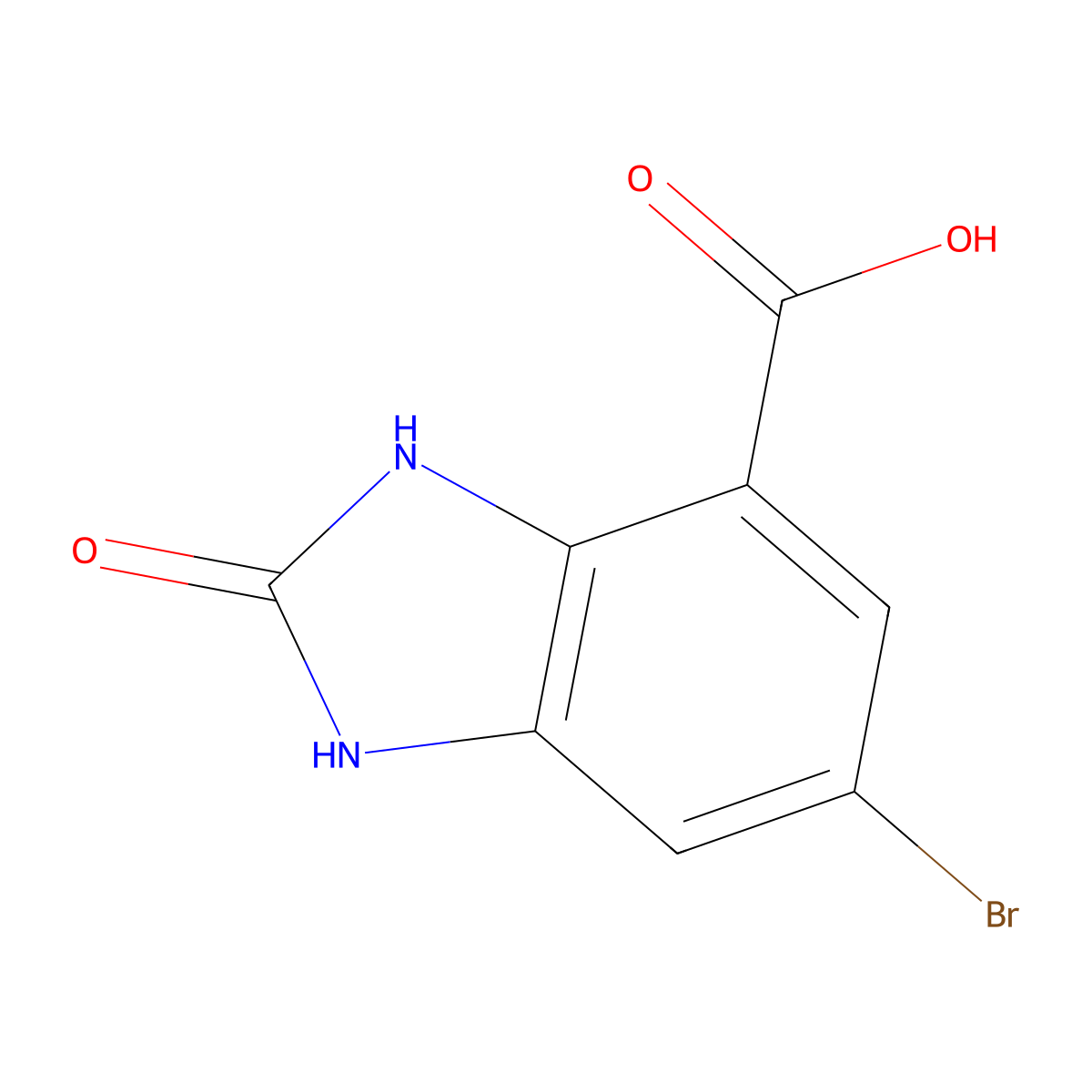 6-bromo-2-oxo-2,3-dihydro-1H-1,3-benzodiazole-4-carboxylic acid molecular structure, CAS 1388059-84-4