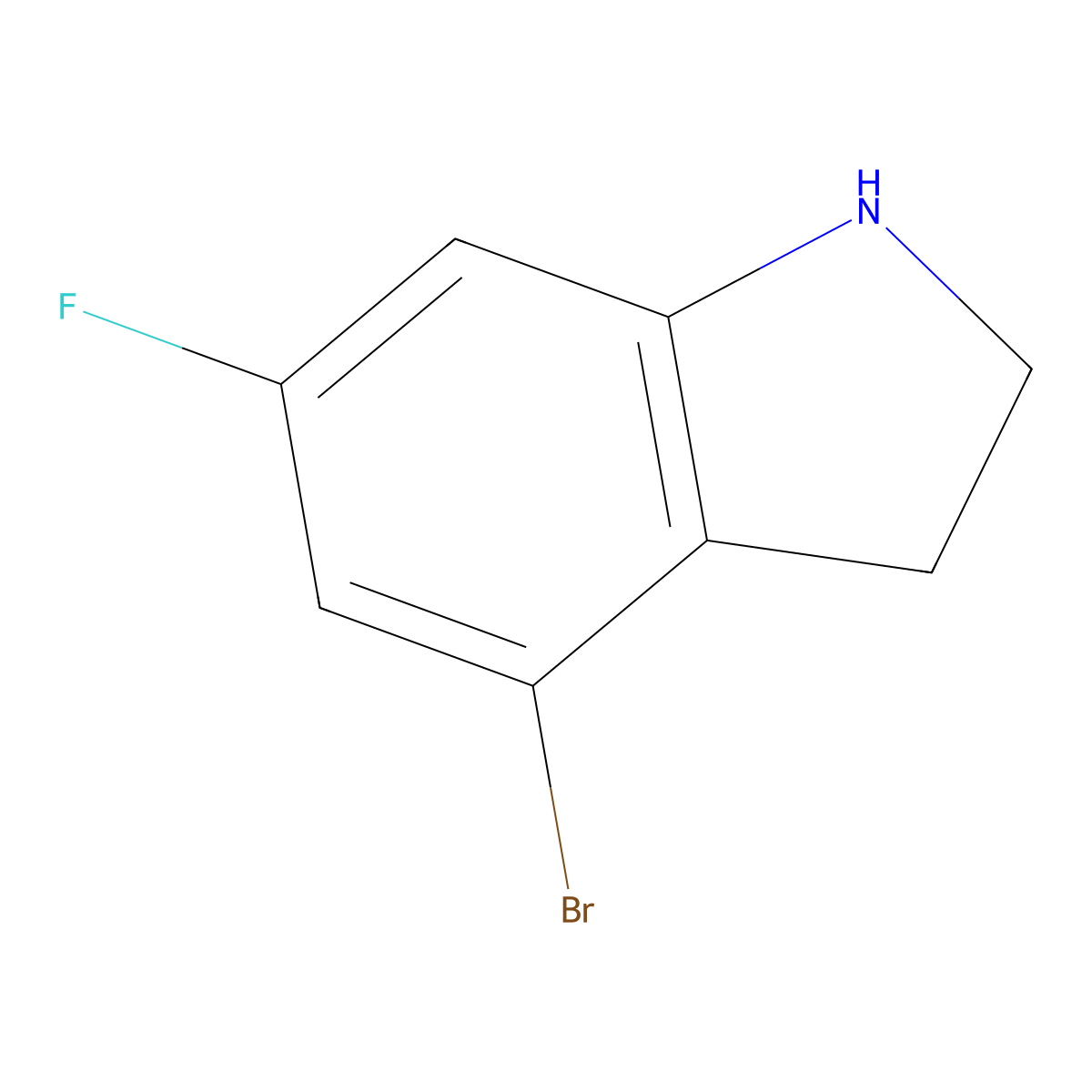 4-bromo-6-fluoro-2,3-dihydro-1H-indole molecular structure, CAS 1388060-20-5