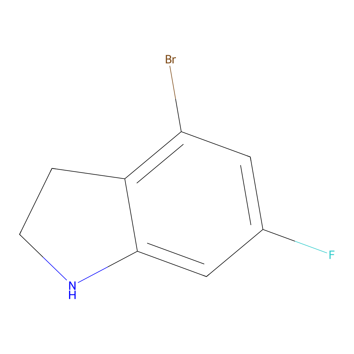 4-bromo-6-fluoro-2,3-dihydro-1H-indole molecular structure, CAS 1388060-20-5