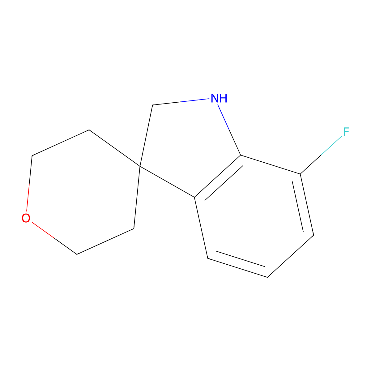 7-Fluoro-1,2-dihydrospiro[indole-3,4'-oxane] molecular structure, CAS 1388060-65-8